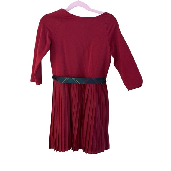 Polo Ralph Lauren Girls Red Pleated Dress with Plaid Belt Size 6X - Picture 4 of 6